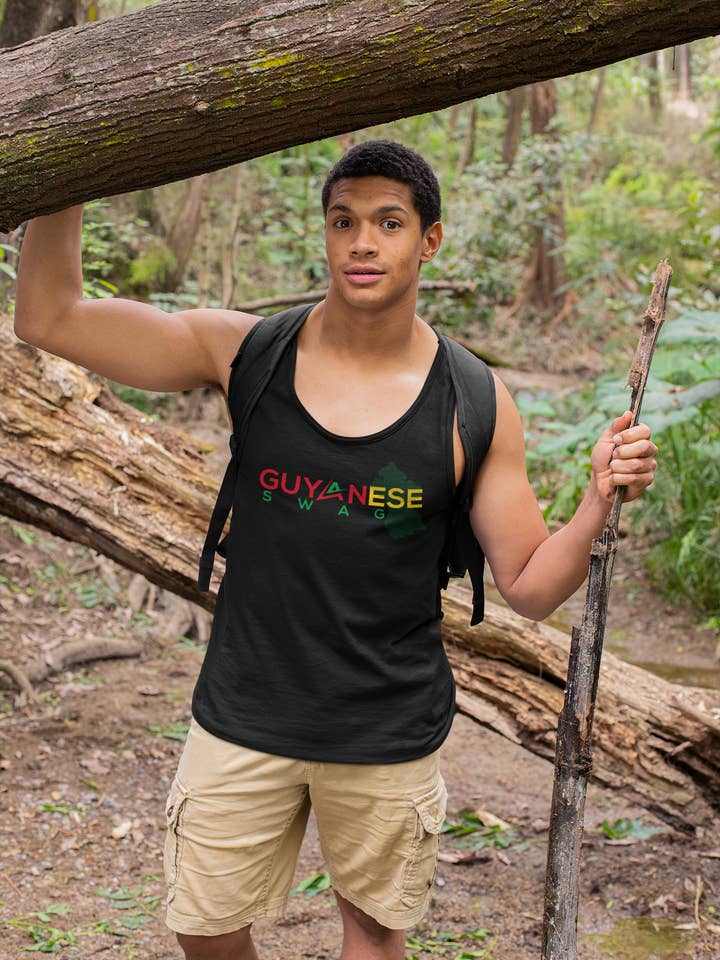 Camiseta regata masculina Guyanese Swag Guyana Map por atacado de Guyanese Swag