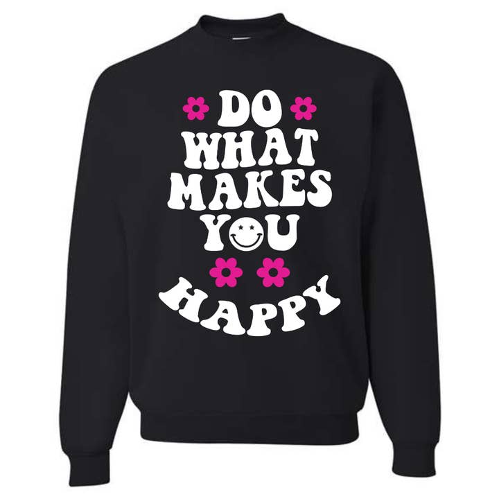 Chandail à col rond unisexe Do What Makes You Happy Smiley pour la vente par Coastal