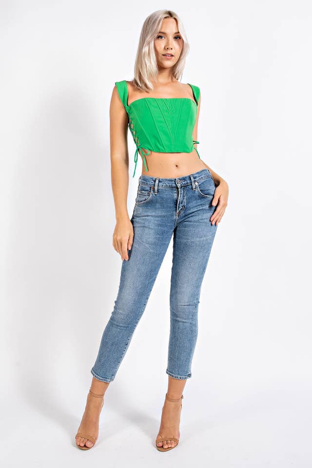 Edit by Nine - Wholesale Corset - Women's - Ct1449 Cotton Twill Corset Top Eyelets & Spaghetti Ties