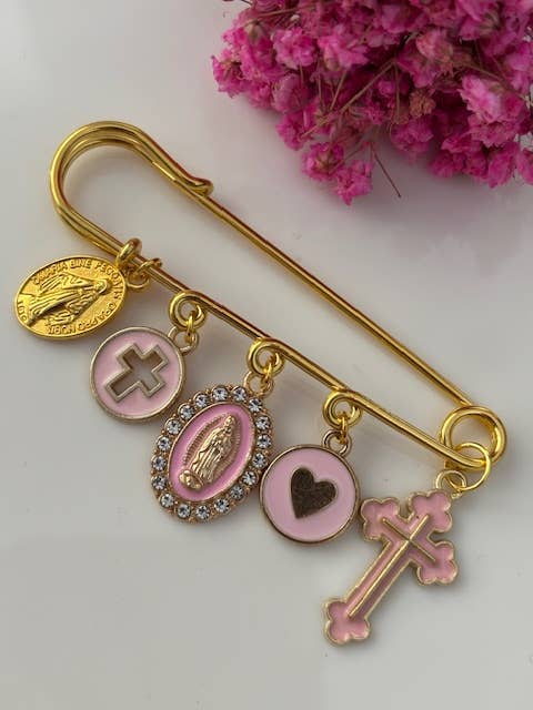 Miss DJ Angel - Wholesale Brooch - Ex-voto brooch, cross brooch and religious medal, rose cross brooch, cross gift for mom, rose cross ceremony gift, kawaii cross.1