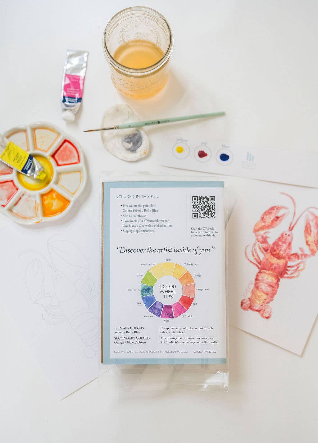 Melissa Hyatt - Wholesale DIY Craft Kit - Watercolor Art Kit- Lobster7