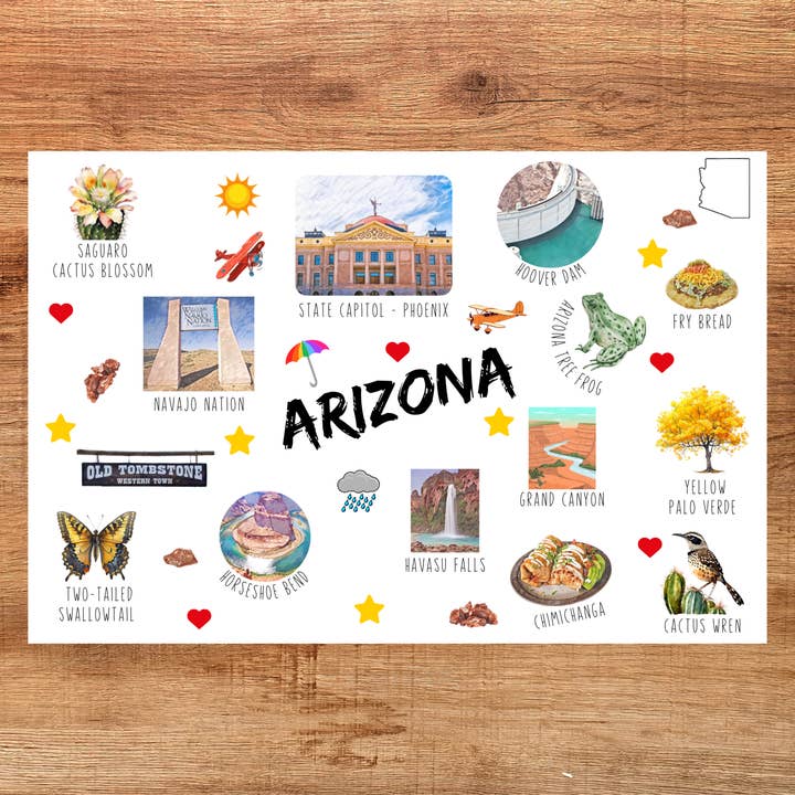 Arizona State Collage Postcard for wholesale by The Writerie