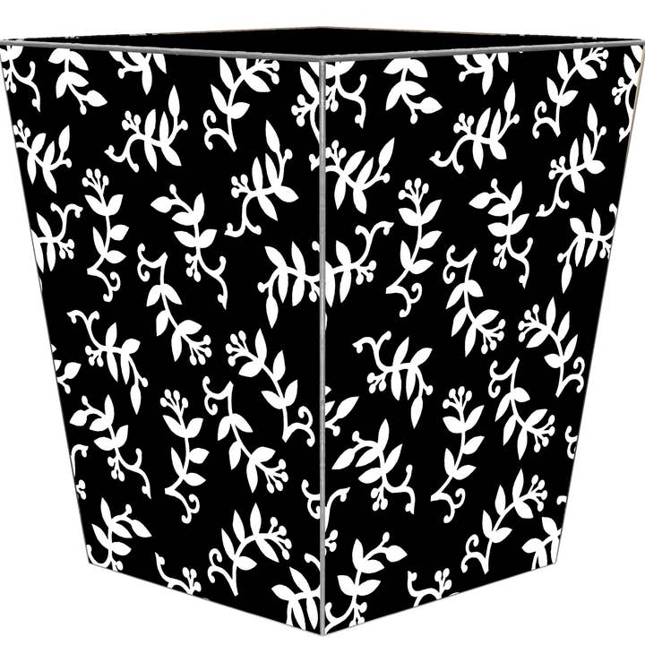 White Berry on Black Wastepaper Basket for wholesale by Marye-Kelley