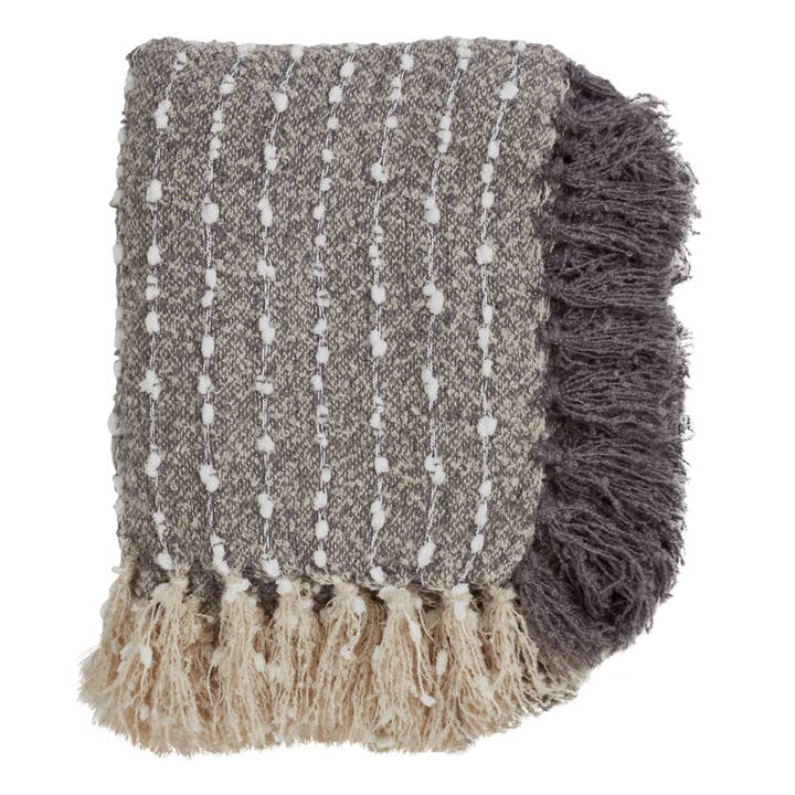 Grey Petite Pom Pom Throw for wholesale on Faire