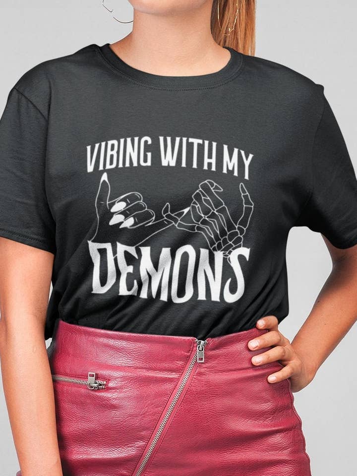 Vibing With My Demons, Grunge Gothic Alt Style Shirt for wholesale by Wickedly Divine Shop