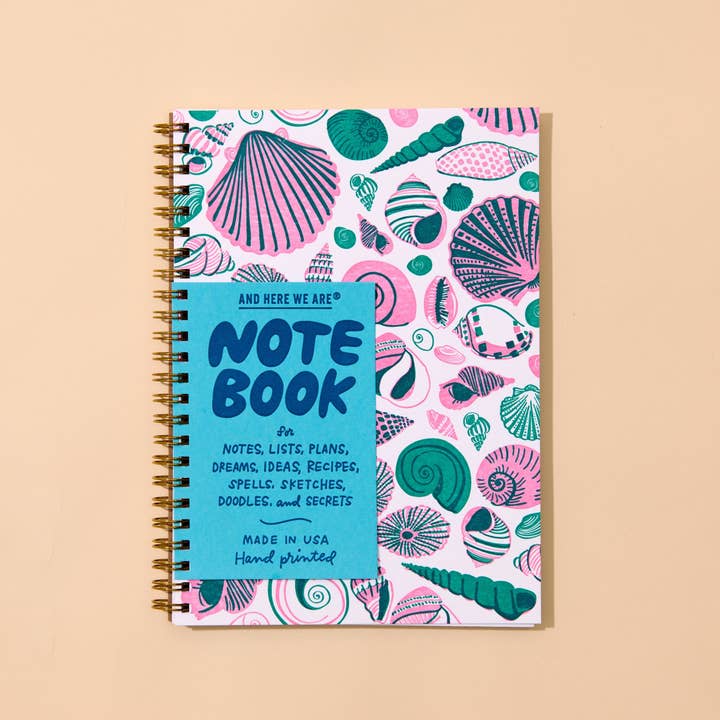 Letterpress Spiral Notebook — Shell Pattern Vintage 80s 90s for wholesale by And Here We Are