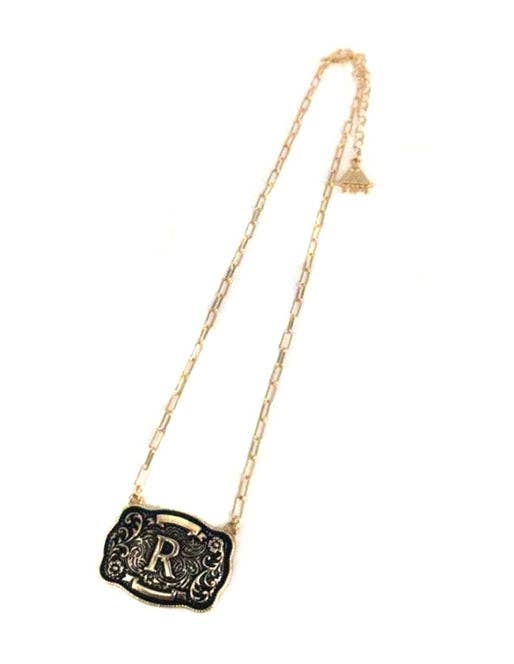 Snowing West - Wholesale Pendant/Charm Necklace - Western Belt Buckle Initial Necklace16