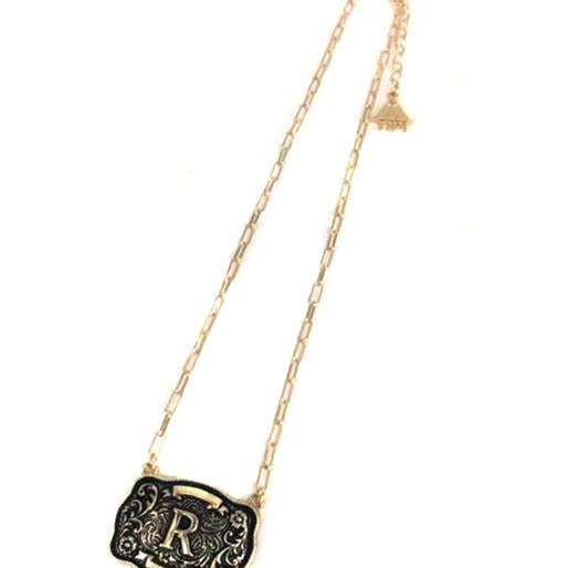 Snowing West - Wholesale Pendant/Charm Necklace - Western Belt Buckle Initial Necklace16