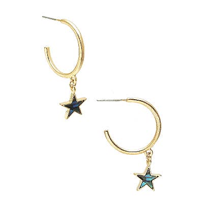 StarryNYC - Wholesale Hoop Earrings - C Round Hoop with Star Charm Dangle Earrings0