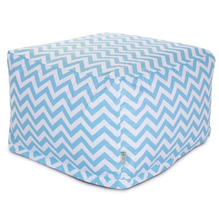 Majestic Home Goods Light Blue Chevron Ottoman for wholesale by Majestic Home Goods