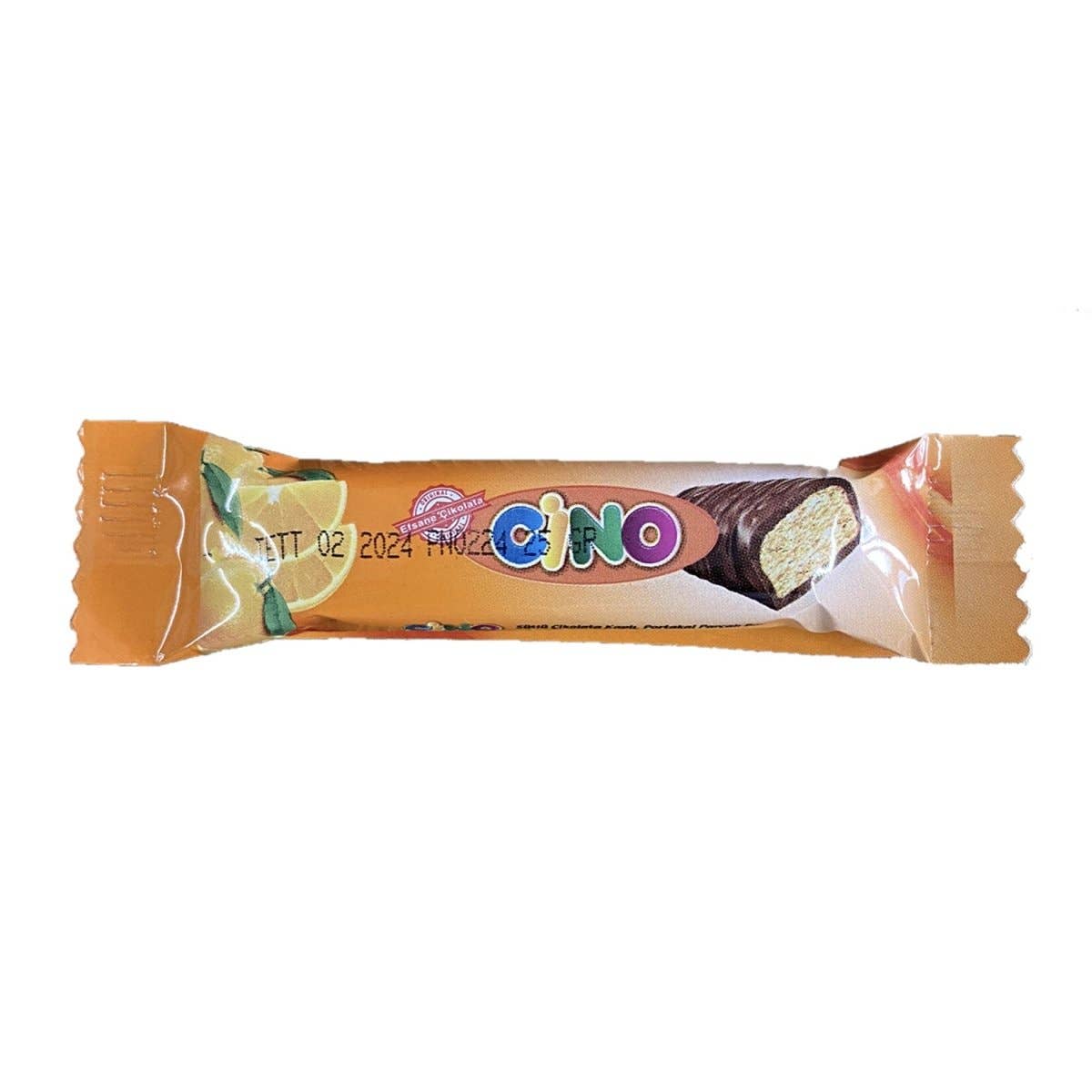 Aladdin - Vente Barre chocolatée - Barre de morceaux d'orange enrobés de chocolat au lait Cino - 5 pièces0