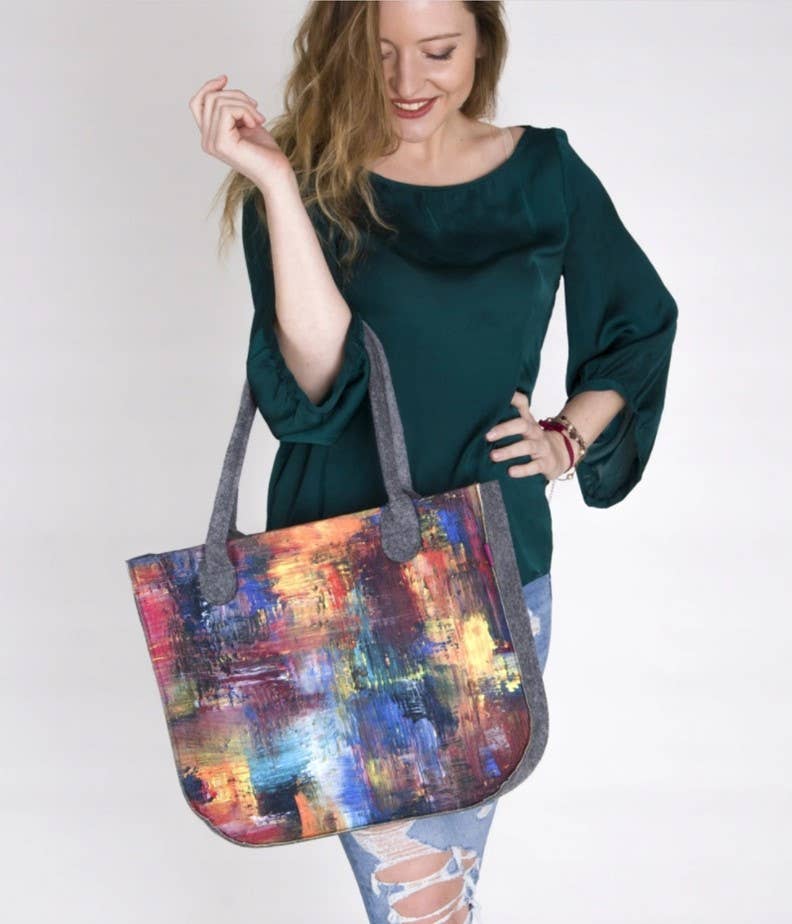 IngrossoBertoni by INCI Srl - Wholesale Tote Bag - Women's - Caracas Felt Shoulder Bag Lady XL Bertoni Line2