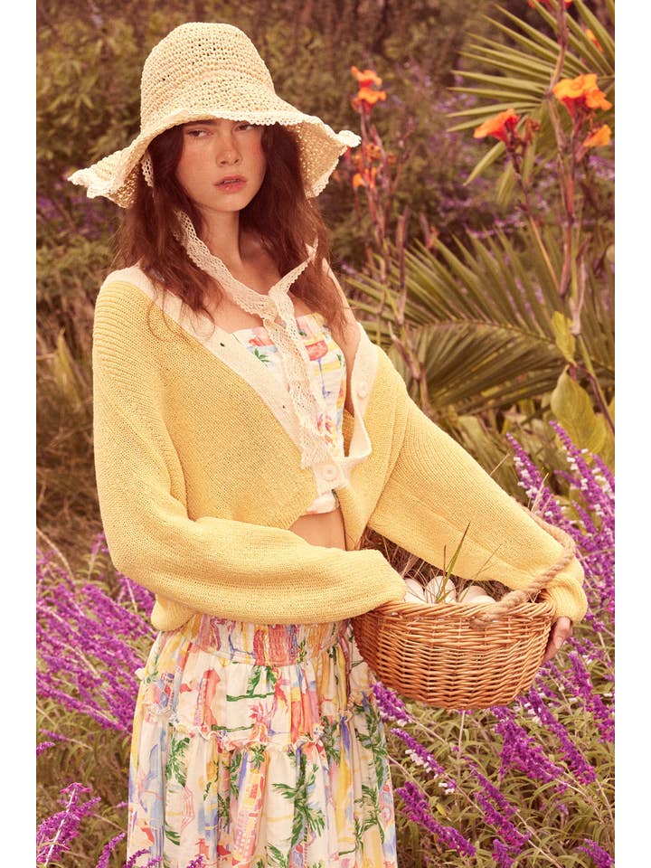 Promesa USA - Wholesale Cardigan - Women's - Ribbed Knit Contrast Cardigan Sweater