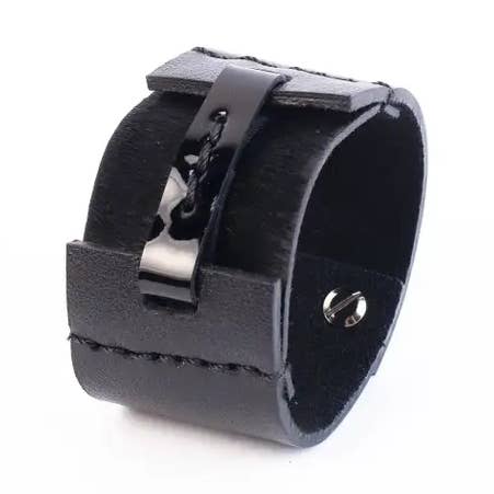 The Dark - Wholesale Cuff bracelet - Women’s Black Leather Strap Chain Cuff0