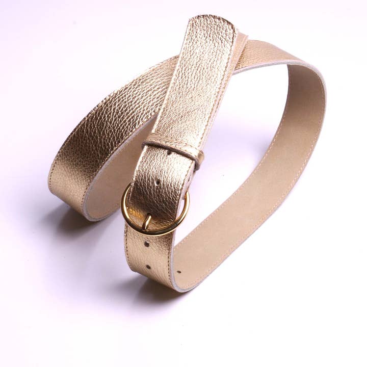 SARL FELINEA - Wholesale Belt - Women's - Women's fashion belt, gold leather, width 4 cm, made in France.3