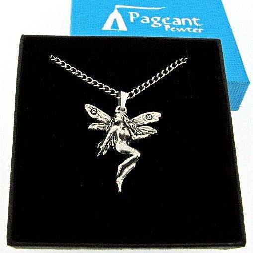 Pageant Pewter - Wholesale Pendant/Charm Necklace - Small Fairy Pewter Pendant