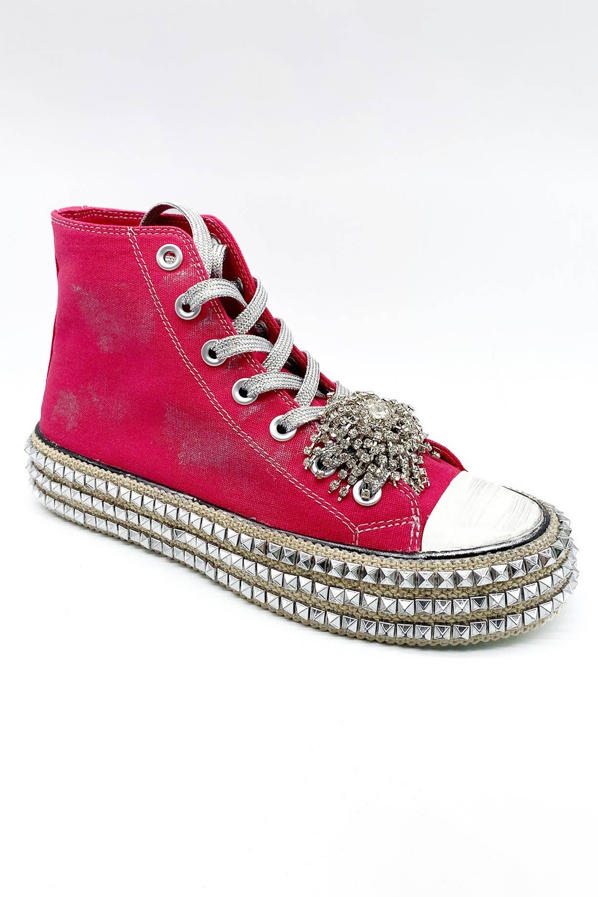 CCOCCI - Wholesale Lifestyle Sneakers - Women's - ASH-01 BEDAZZELED DECOR ROCKSTUD PLATFORM HIGH TOP SNEAKERS4