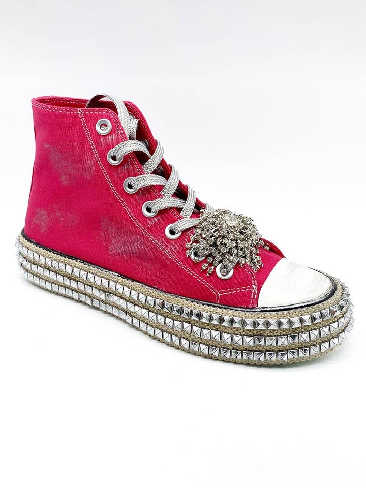 CCOCCI - Wholesale Lifestyle trainers – Women′s - ASH-01 BEDAZZELED DECOR ROCKSTUD PLATFORM HIGH TOP SNEAKERS4