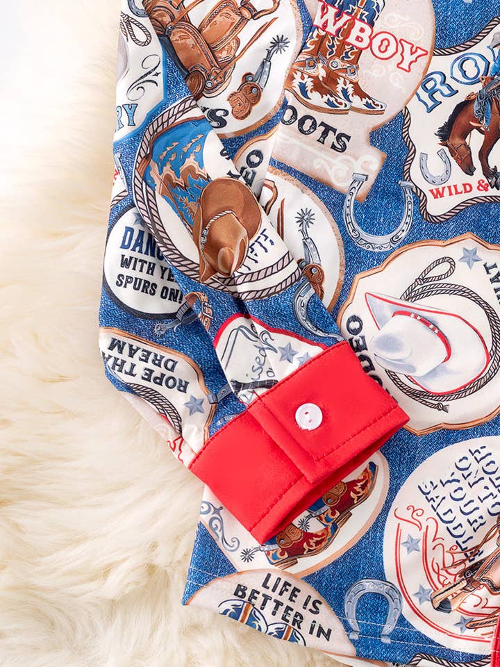 Kids Charm Online - Wholesale Button Down Shirt - Kids - Boys western printed button up long sleeve shirt. TPB50545 AMY2