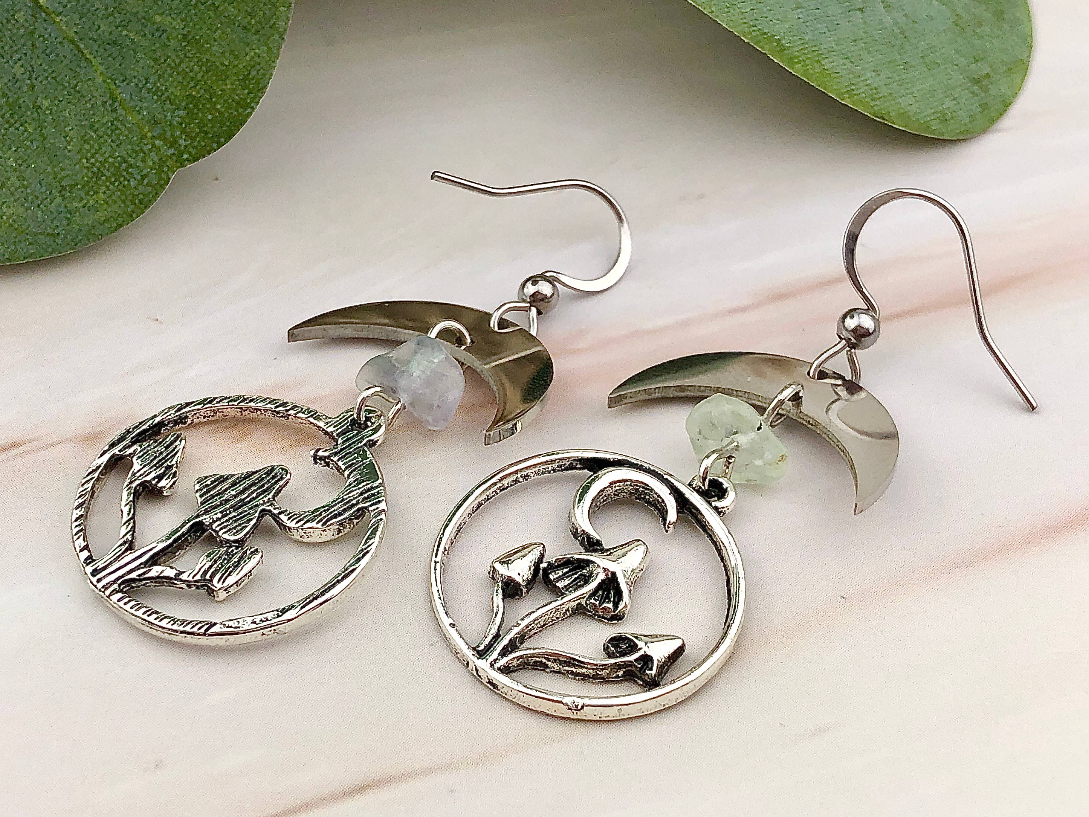 WonderLight Jewelry - Vente Boucles d'oreilles pendantes - Boucles d'oreilles en forme de champignon en pierres précieuses - Affirmation Jewelry2