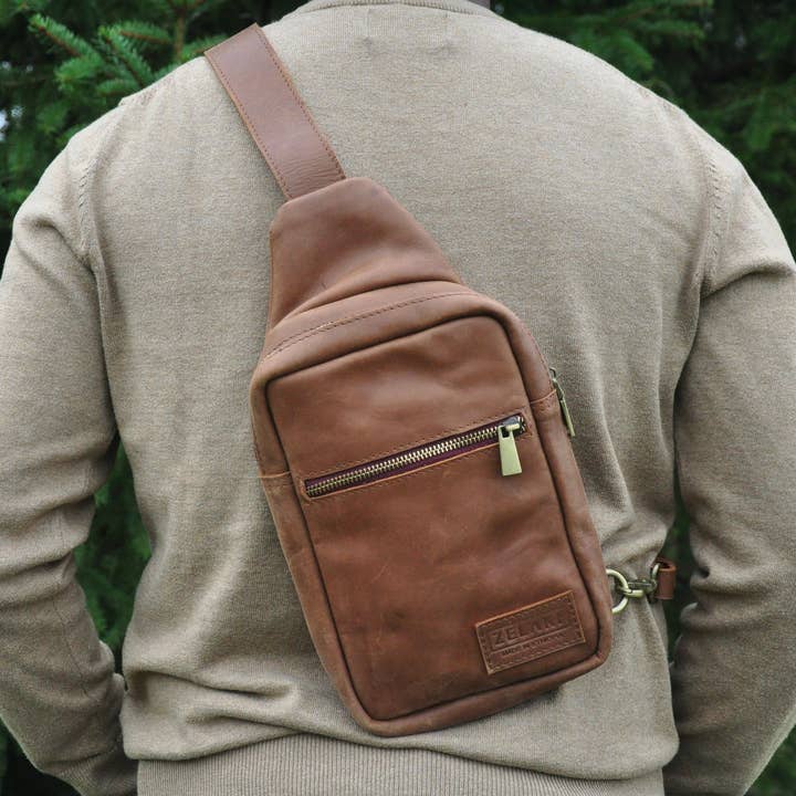 Zelaki Leather Company - Vente Sac à bandoulière – unisexe - Sac à bandoulière Addis/Écharpe à bandoulière unisexe/Sac à dos à bandoulière4