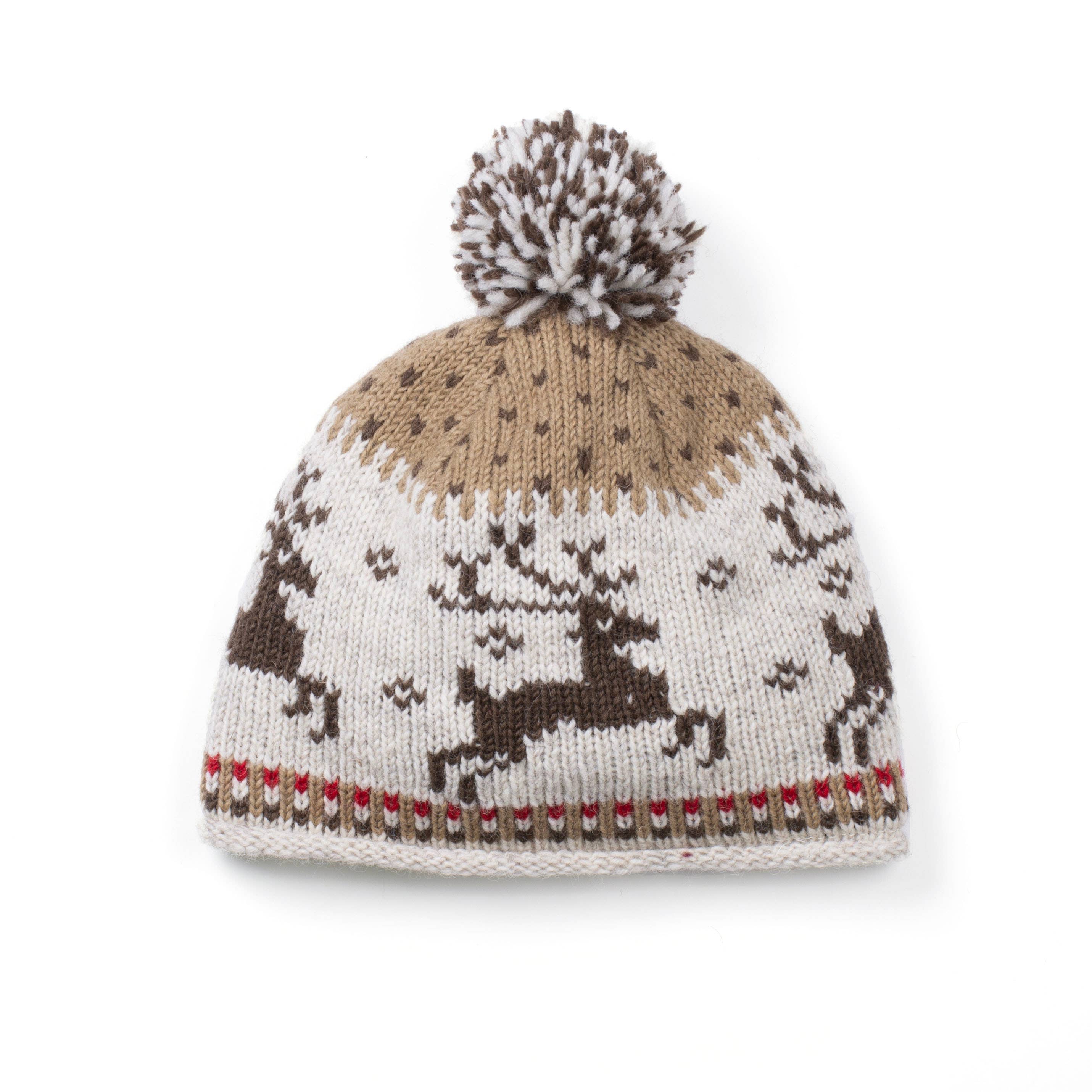 Lost Horizons Knitwear – Ships from USA - Wholesale Beanie - Women's - Yuletide Festive Wool Beanie Hat with Pom-Pom0