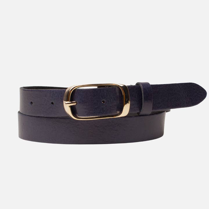 Amsterdam Heritage Leather Belts, Bags, Jackets & Apparel - Wholesale Belt - Women's - Lasse | Gold Buckle Skinny Classic Design Leather Belt Women9