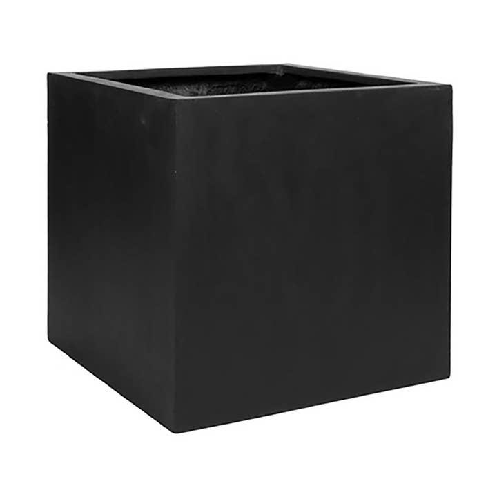 Black Cube Fiberglass Planter (CUBE16BL) for wholesale by Vasesource