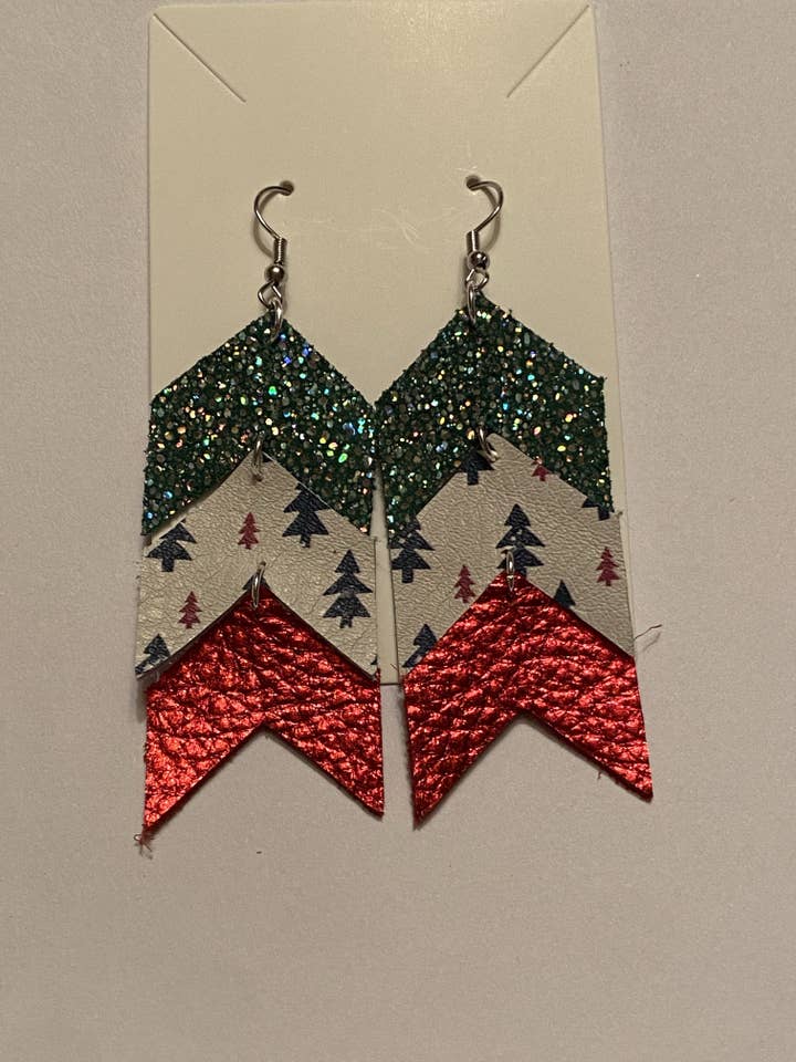 Christmas 3 Tiered Earrings for engroshandel hos K Leather Designs