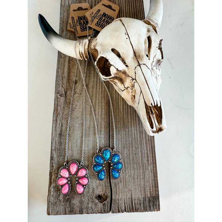 Boho Ranch Shop - Wholesale Pendant/Charm Necklace - Western Opal Squash Blossom Pendant NecklaceÂ