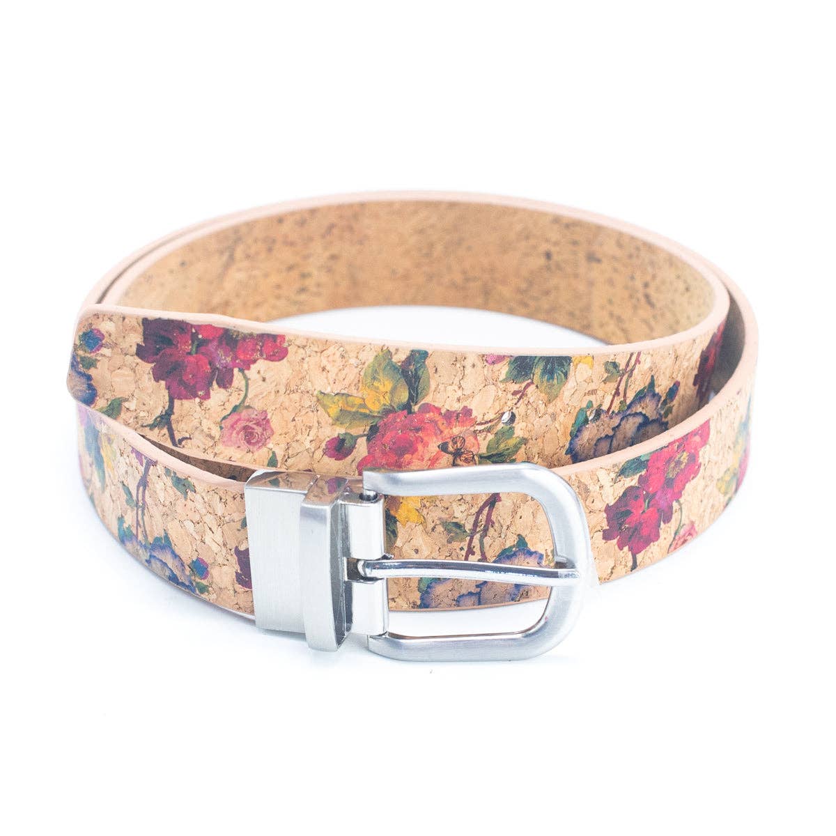 Meninas Bonitas Cork - Wholesale Riem - Dames - Damesriem van natuurlijk kurk met bloemprint en verstelbare gesp7