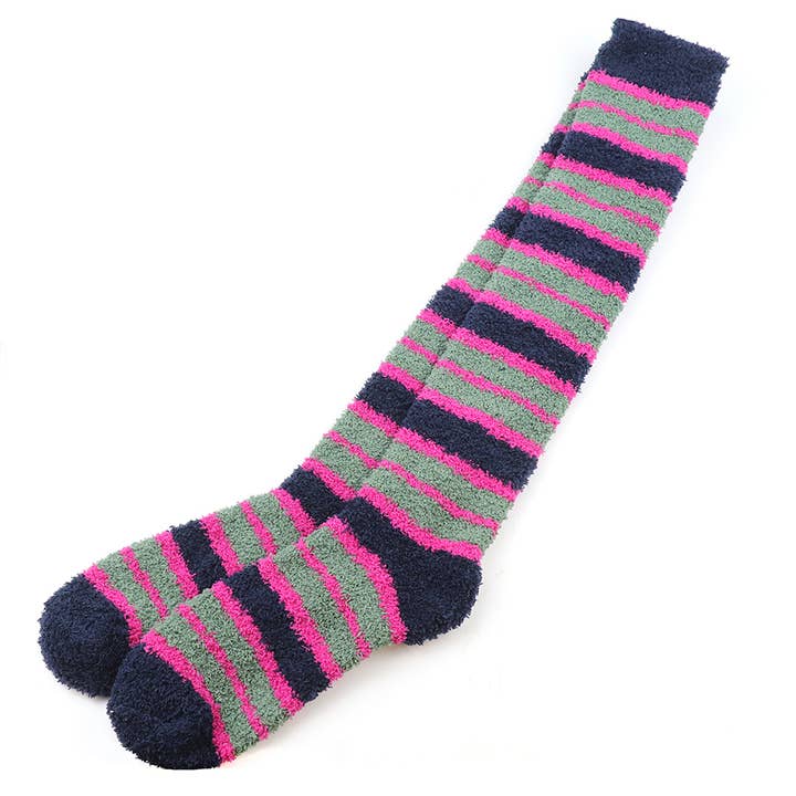 Peace Of Mind - Wholesale Socks - Women's - Navy Mix Cosy Striped Long Socks