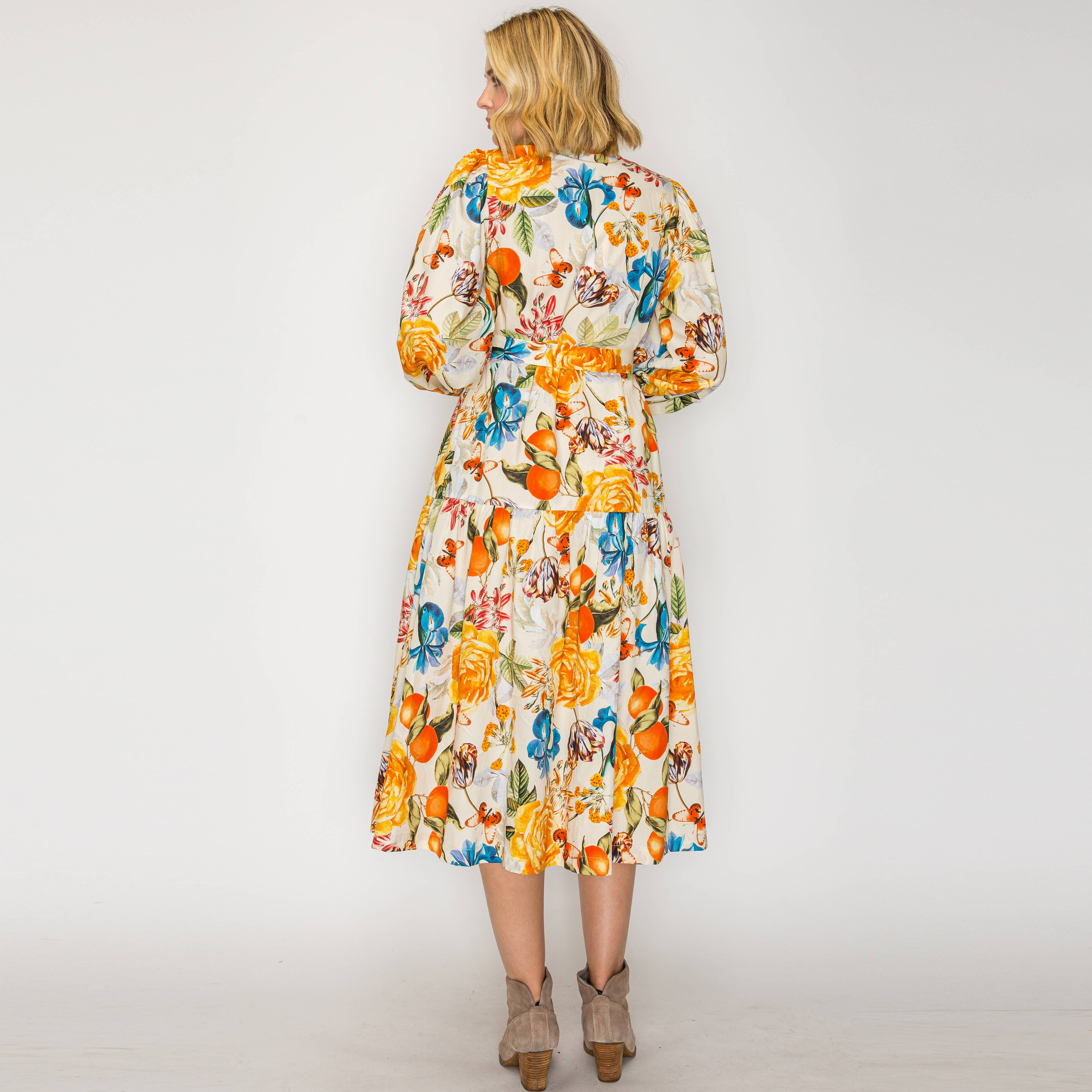 LoveWednesday - Wholesale Dress - Women's - Harvest Flower Midi Dress - LWD32693