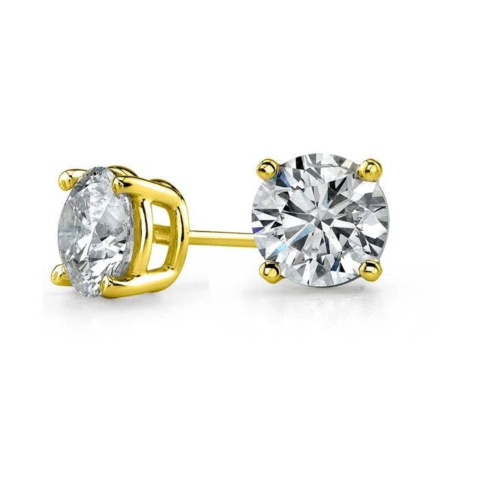 14k Yellow Gold 1/4 Carat Genuine Round White Diamond Solitaire Stud Earrings Gold Plated for wholesale by Paris Jewelry