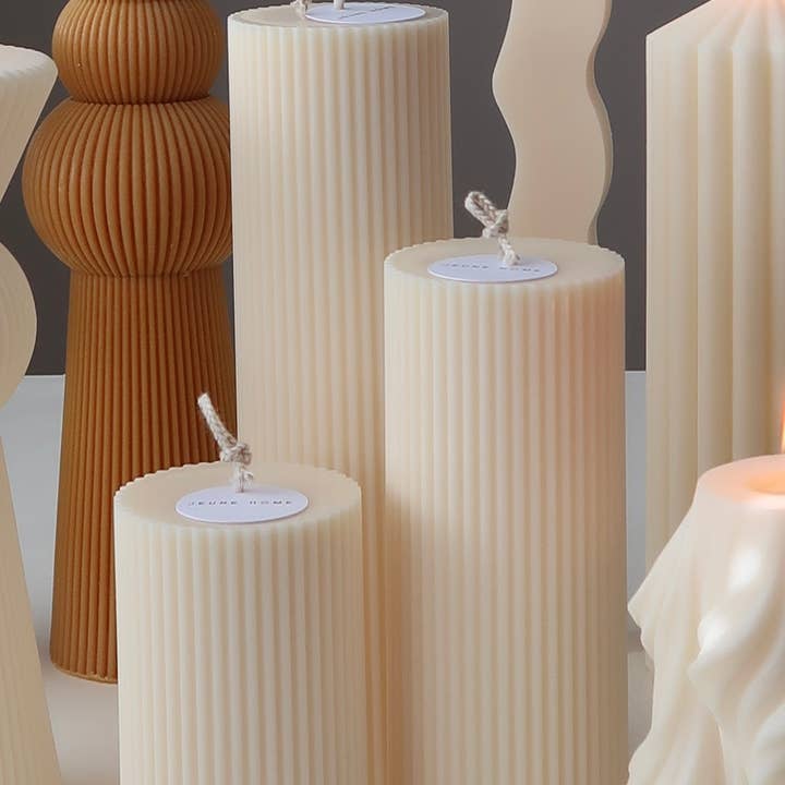 Jeune Home - Wholesale Pillar Candle - Small Scented Soy Ribbed Pillar Candle | Wedding candle4