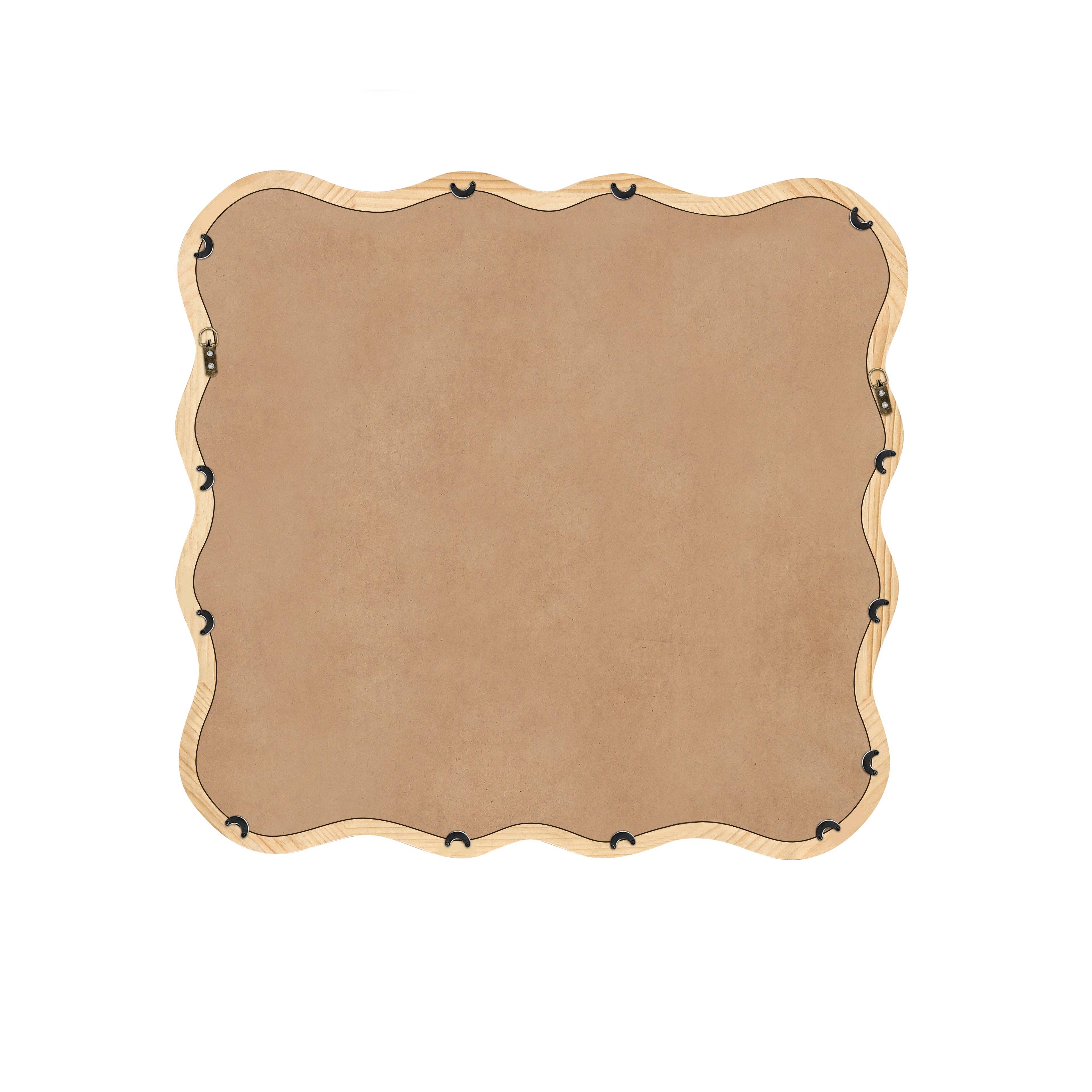 Orange County Decor - Wholesale Wall Mirror - Solid Wood Wavy Square Mirror Natural Wood 36" X 36" Modern Mirror Wall Decor For Bathroom, Bedroom, Living Room, Dining Room, Cloakroom, Entryway Natural Wood Glass Solid Wood11