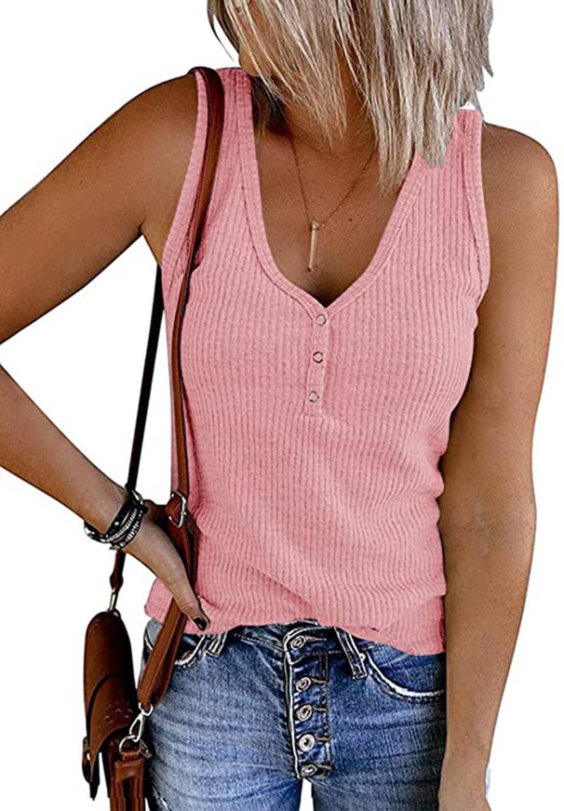 Lily Clothing - Wholesale Tank Top - Women's - SOLID COLOR V-NECK BREASTED SLIM-FIT KNIT VEST6