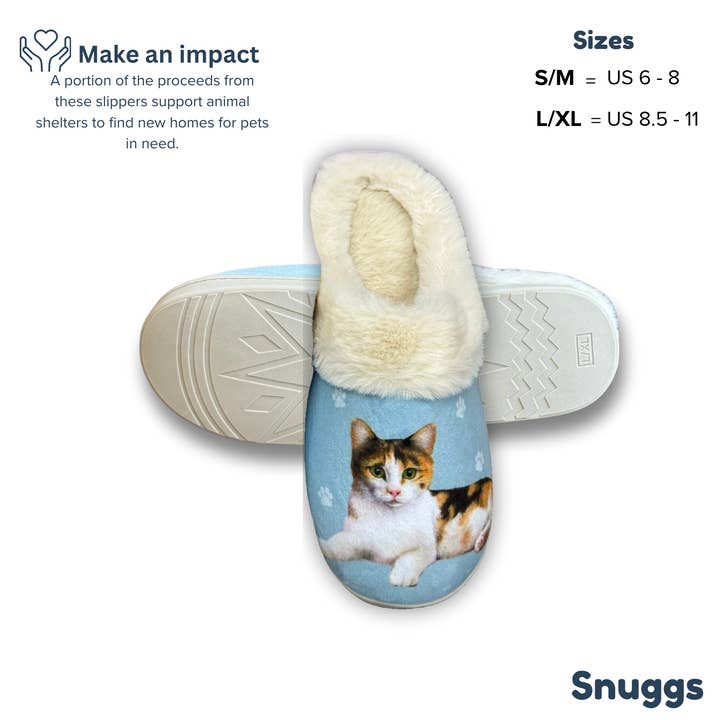 E&S Pets - Wholesale Slippers - Unisex - Calico Cat Snuggs Slipper - Comfy - Pet lovers