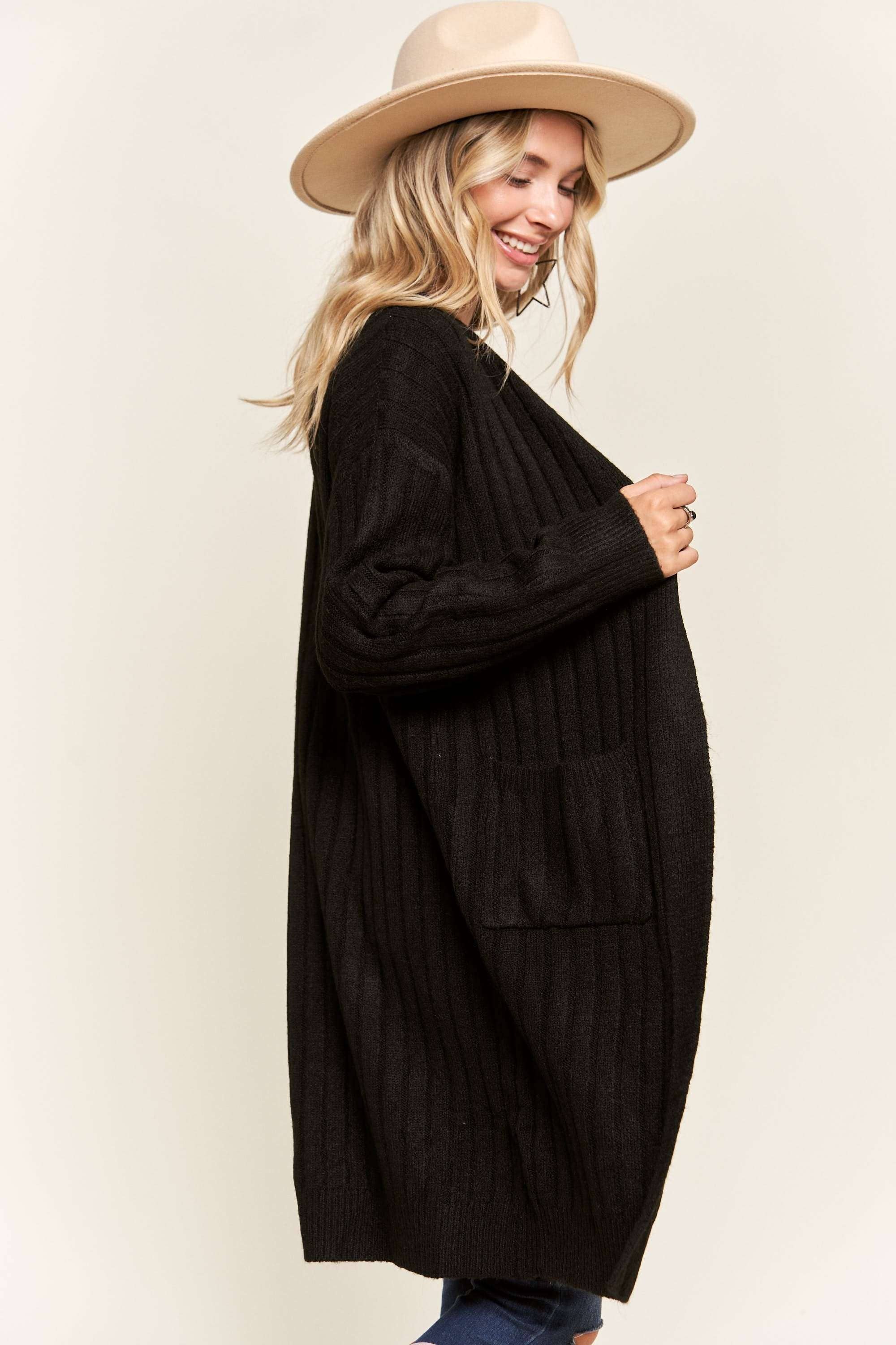 Madelyn - Wholesale Cardigan - Women's - LESW2616-CABLE KNIT OPEN CARDIGAN12