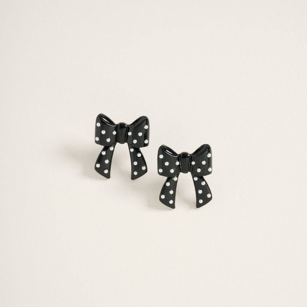 Designature New York - Wholesale Stud/Post Earrings - Christmas Solid Bow with Pearl Post Earrings4
