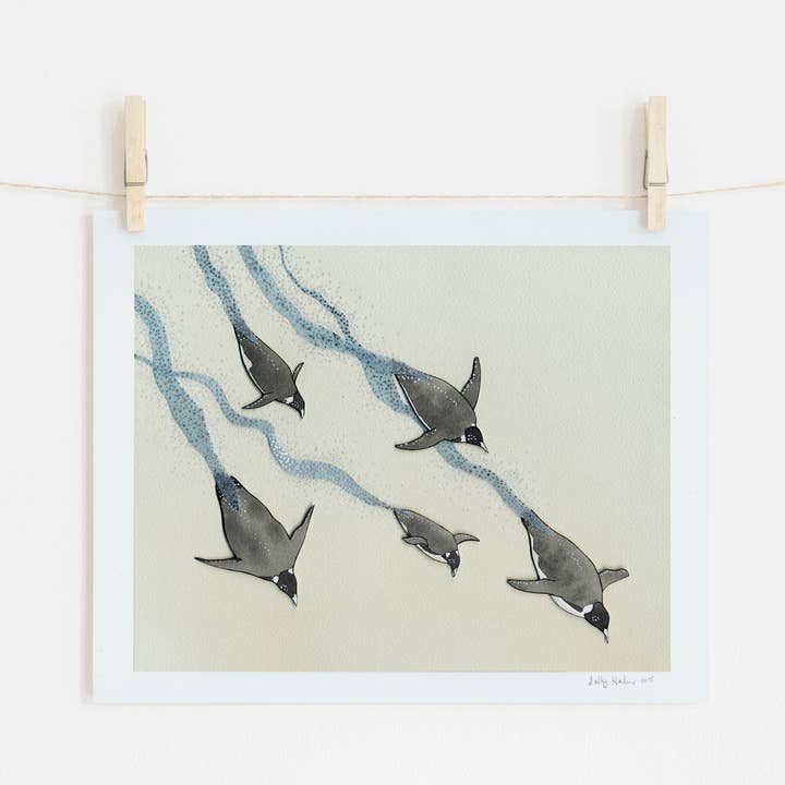 "Dive" - Penguin Print for wholesale by Sadly Harmless Illustration