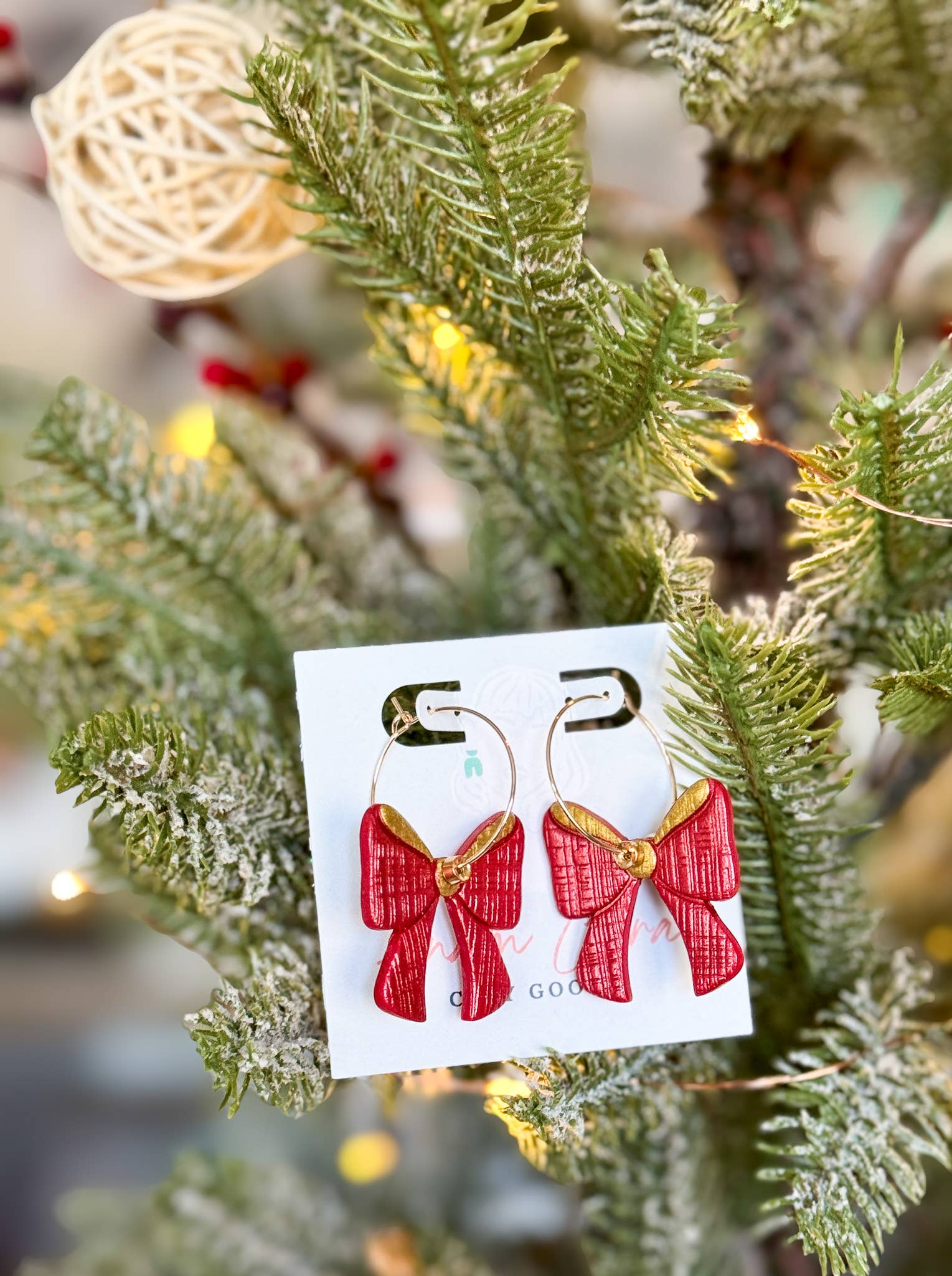 Anam Cara Clay Goods - Wholesale Dangle Earrings - Sparkle Bow Hoops-Polymer Clay Earrings0