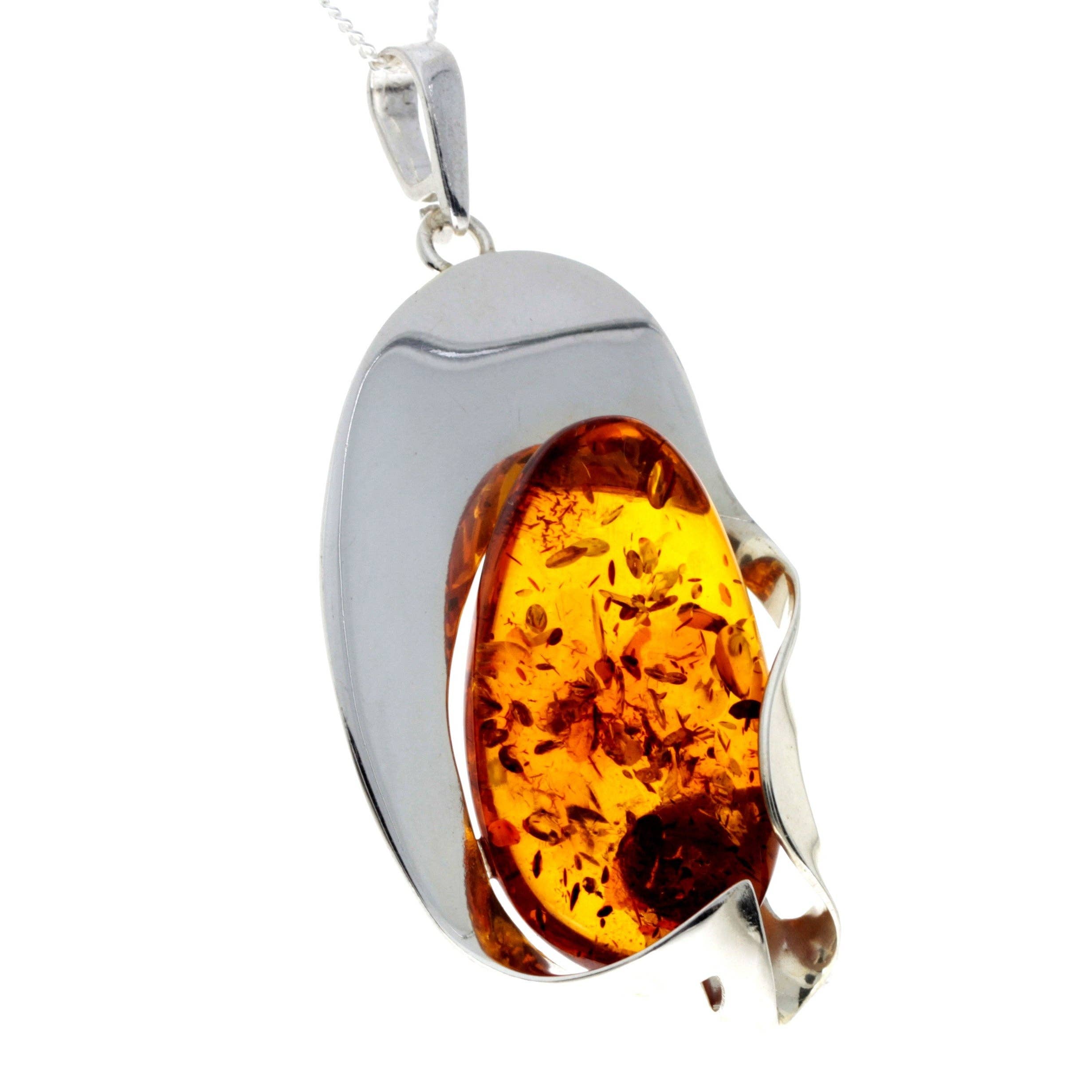 SilverAmber Jewellery - Vente Breloques/médailles personnalisées - Pendentif unique exclusif en argent sterling 925 et ambre de la Baltique cognac véritable - PD22904