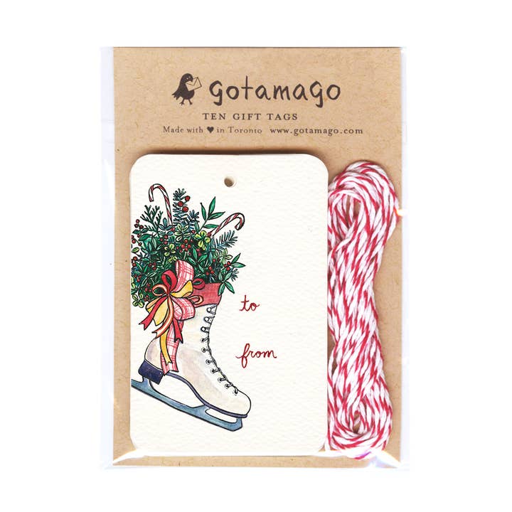 Figure Skate Gift Tags, Set of 10 for wholesale by Gotamago
