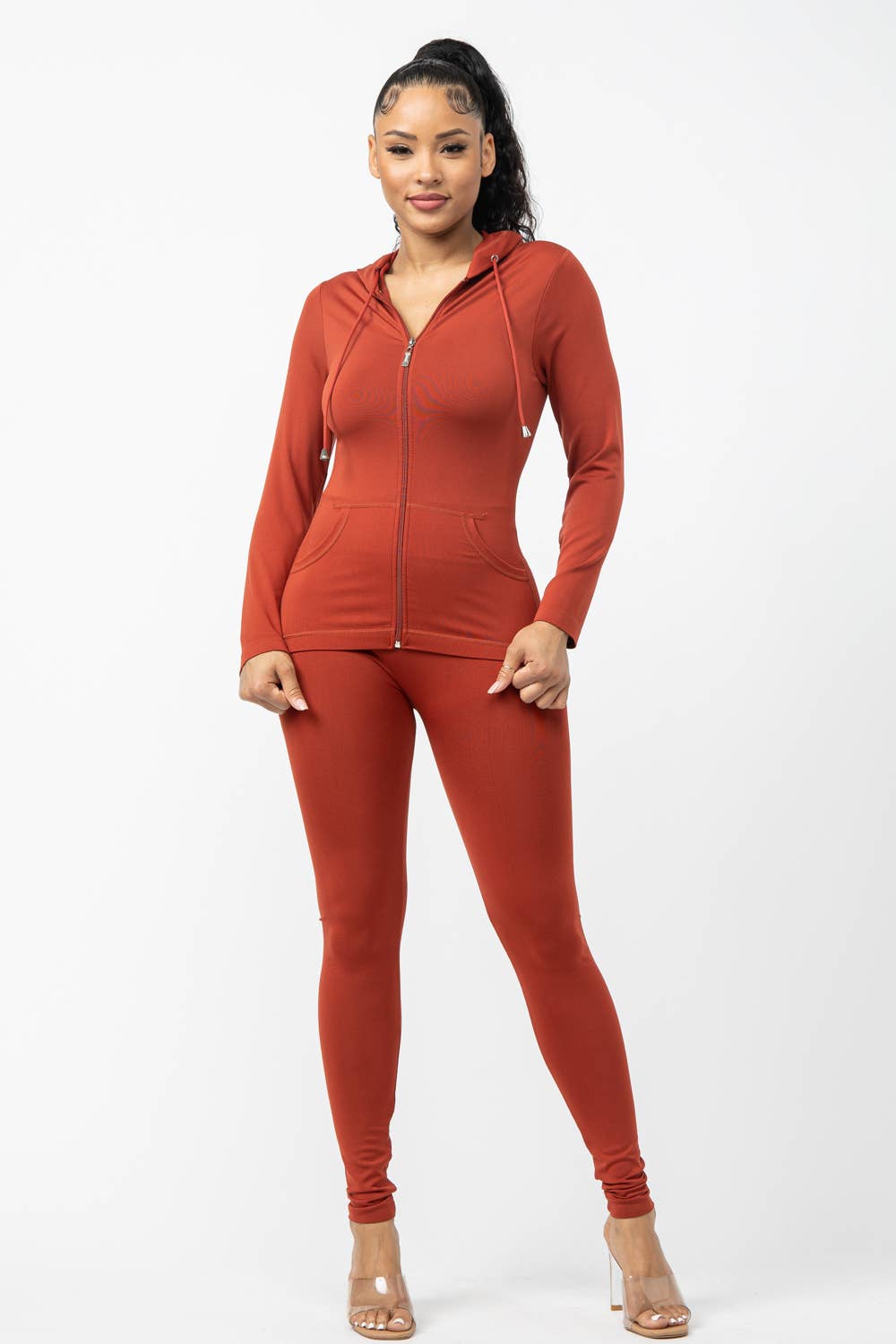 Julia by LoveJ - Wholesale Lounge Set - Women's - Seamless Zip Up Hoodie And Leggings Set14