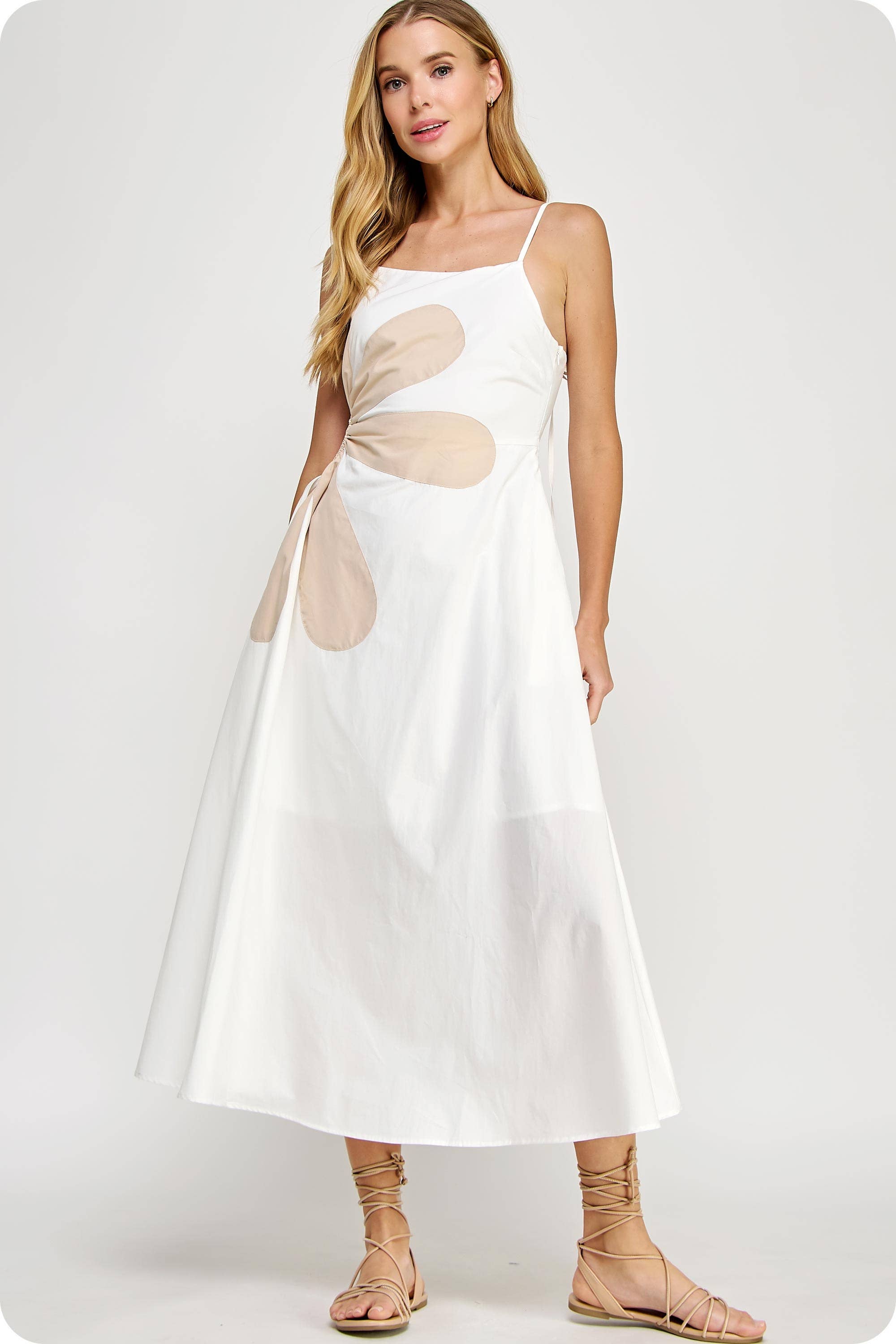 Strut & Bolt - Wholesale Dress - Women's - Sleeveless Side Cut-Out Flower Detail Midi Dress18