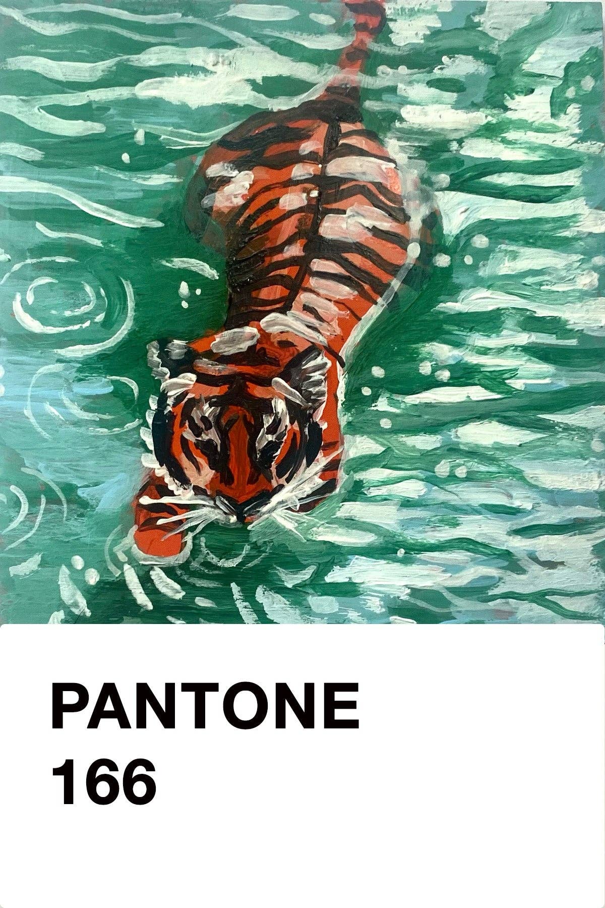 The Abstract By Sasha - Venta al por mayor Ilustración - Pantone 166- Tigre en el agua3