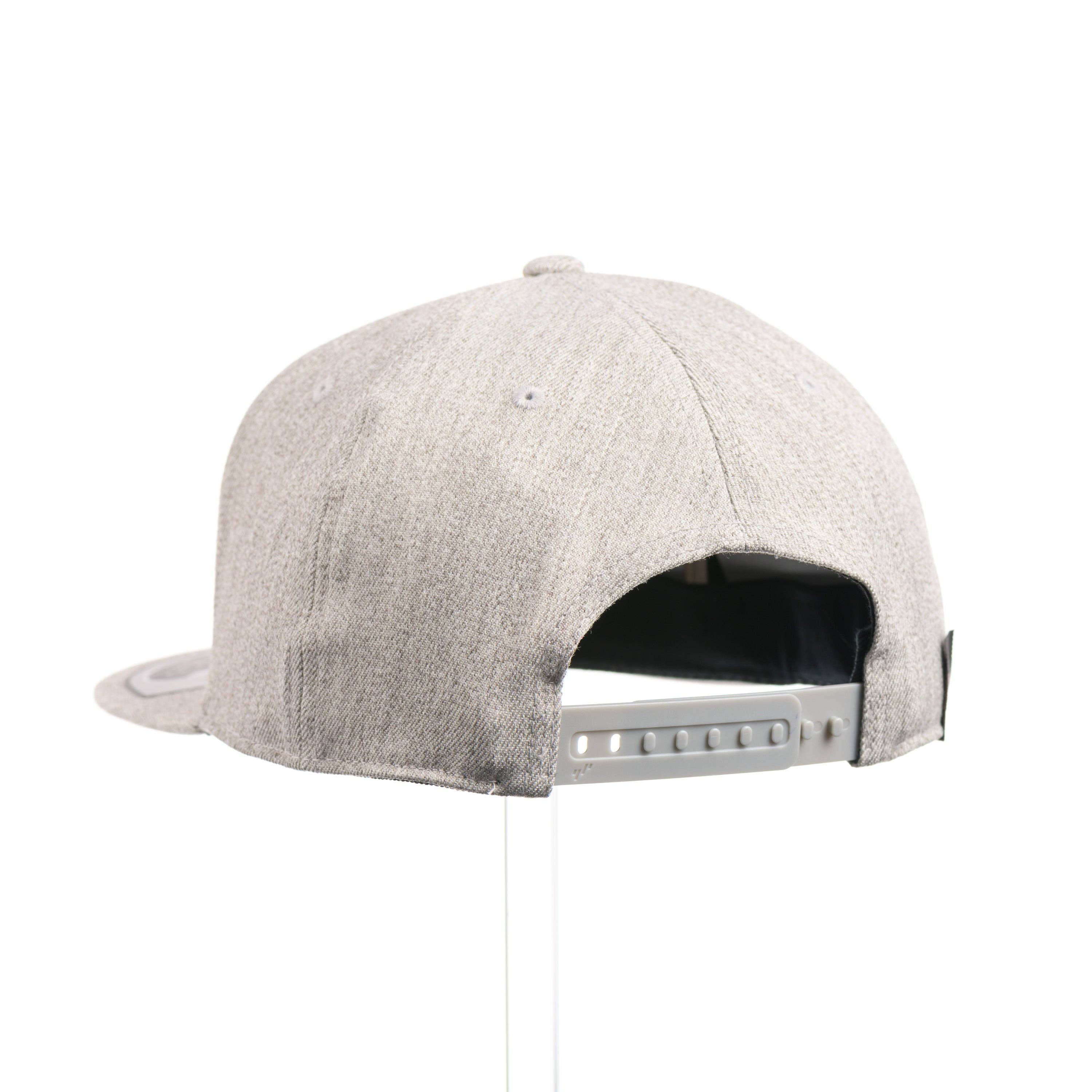 Last Best Supply Co - Wholesale Flat Brim Cap - Unisex - Elk Silhouette Flexwood Heather Grey Flat Bill Hat3