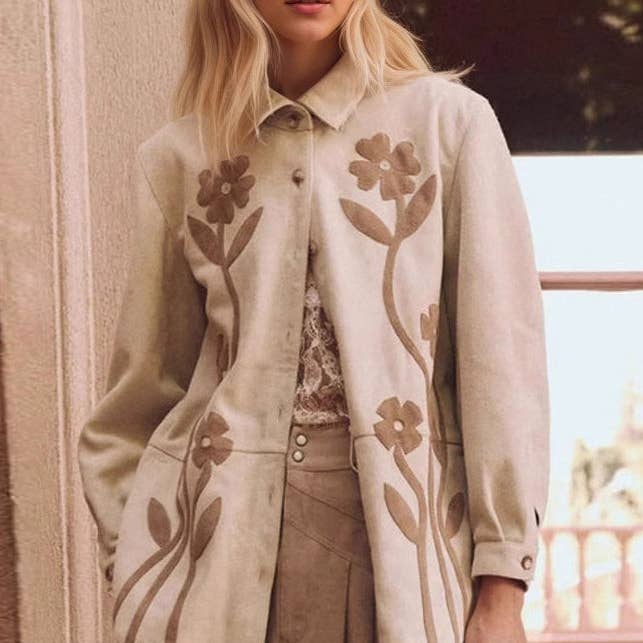 Floral Notch Shirt Relaxed Mid Weight Tan N5Z556 for wholesale by alberalkirk