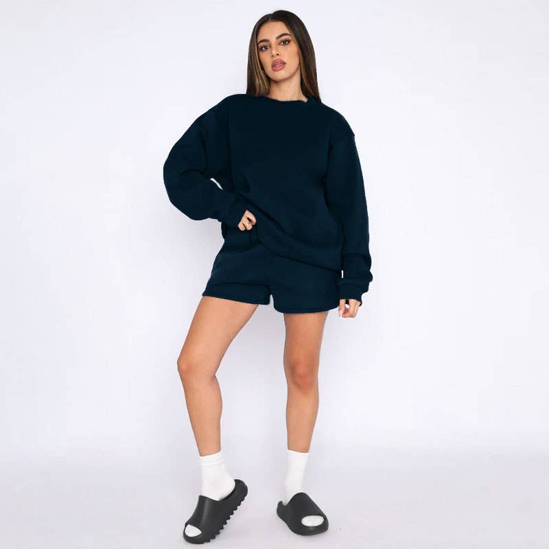 Masyal – wholesale Lounge set – Women's – Spring and Autumn Long Sleeve Sweatshirt Women's Shorts Set0